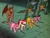 Size: 708x540 | Tagged: safe, screencap, bubbles (g1), cotton candy (g1), ember (g1), moondancer (g1), scorpan, earth pony, gargoyle, pony, reptile, unicorn, g1, rescue at midnight castle, bow, coat markings, facial markings, female, filly, male, mare, midnight castle guard, star (coat marking), tail bow, unsexy bondage
