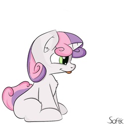 Size: 894x894 | Tagged: safe, artist:softkityonfire, sweetie belle, g4, :p, chest fluff, cute, diasweetes, female, filly, solo, tongue out