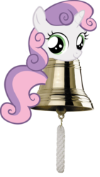 Size: 424x754 | Tagged: safe, sweetie belle, g4, female, looking at you, pun, simple background, smiling, solo, sweetie bell, transparent background, visual pun