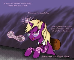 Size: 1024x836 | Tagged: safe, artist:tdarkchylde, pony, cecil palmer, magic, microphone, night vale, ponified, solo, text, welcome to night vale