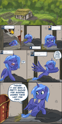 Size: 2100x4167 | Tagged: safe, artist:robd2003, princess luna, pony, moon-fall, g4, ask, comic, female, filly, morning, sleeping, solo, stretching, tumblr, waking up, woona, younger