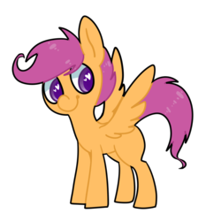 Size: 1000x1000 | Tagged: dead source, safe, artist:pegacornss, scootaloo, pegasus, pony, g4, blank flank, colored pupils, female, filly, heart eyes, looking back, simple background, solo, spread wings, standing, transparent background, wingding eyes, wings