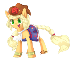 Size: 879x739 | Tagged: safe, artist:sion, applejack, earth pony, pony, equestria girls, g4, bracelet, clothes, cute, dress, equestria girls outfit, equestria girls ponified, fall formal outfits, female, human pony applejack, jackabetes, ponified, scarf, simple background, solo, strapless dress, sweet dreams fuel, transparent background