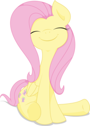 Size: 8601x12039 | Tagged: safe, artist:rainbownspeedash, artist:rymath, fluttershy, pegasus, pony, g4, absurd resolution, colored, eyes closed, female, simple background, sitting, smiling, solo, transparent background, vector