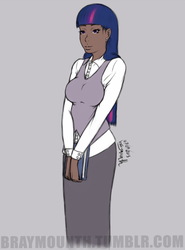 Size: 740x1000 | Tagged: safe, artist:braymounth, twilight sparkle, human, g4, dark skin, female, humanized, solo