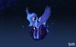 Size: 2560x1600 | Tagged: safe, artist:mysticalpha, princess luna, g4, cloud, female, s1 luna, solo, wallpaper