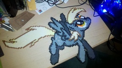 Size: 2592x1456 | Tagged: safe, artist:kyuseishu, derpy hooves, pegasus, pony, g4, female, mare, perler beads, photo, solo