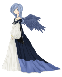 Size: 2243x2813 | Tagged: safe, artist:the-orator, princess luna, human, g4, clothes, dress, female, humanized, simple background, solo, transparent background, winged humanization