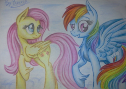 Size: 837x593 | Tagged: safe, artist:pattern124, fluttershy, rainbow dash, g4