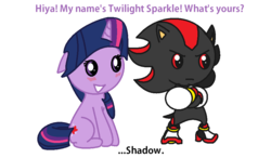 Size: 916x535 | Tagged: safe, artist:zaikersonic42, twilight sparkle, g4, blushing, chibi, crossover, male, shadow the hedgehog, sonic the hedgehog, sonic the hedgehog (series)