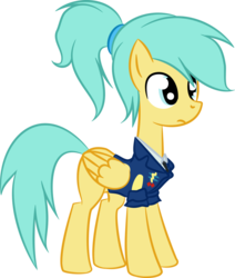 Size: 824x970 | Tagged: safe, artist:dr-ponies, sunshower raindrops, g4, alternate hairstyle, clothes, female, simple background, solo, transparent background, uniform