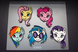 Size: 900x600 | Tagged: safe, artist:elysiagriffin, dj pon-3, fluttershy, pinkie pie, rainbow dash, rarity, vinyl scratch, g4, craft