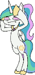 Size: 184x392 | Tagged: safe, artist:unoriginalcharacterpleasesteal, princess celestia, alicorn, semi-anthro, g4, :i, alternate hairstyle, animated, dancing, female, hoof shoes, mare, no pupils, peytral, ponytail, simple background, solo, transparent background