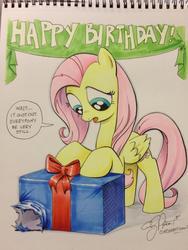Size: 769x1024 | Tagged: safe, artist:andypriceart, fluttershy, g4, female, present, solo, traditional art