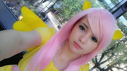 Size: 640x358 | Tagged: safe, artist:1minute1second, artist:momodelite, fluttershy, human, g4, cosplay, irl, irl human, photo, solo