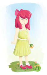 Size: 627x1000 | Tagged: safe, artist:erysz, apple bloom, human, g4, clothes, female, humanized, solo