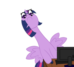 Size: 2750x2500 | Tagged: safe, artist:suziouwabami, twilight sparkle, alicorn, pony, g4, computer, female, mare, reaction image, simple background, solo, transparent background, twilight sparkle (alicorn)