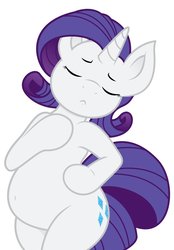 Size: 712x1024 | Tagged: safe, artist:joey darkmeat, edit, rarity, pony, unicorn, g4, belly, belly button, bipedal, eyes closed, female, frown, pregnant, pregnant edit, simple background, solo, vector, white background