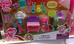 Size: 1023x612 | Tagged: safe, cup cake, fluttershy, pinkie pie, princess cadance, twirly treats, g4, baking set, box, brushable, chef's hat, choking hazard, cup, dazzle cake, hat, irl, my little pony logo, not fluttershy, oven, packaging, photo, teacup, the hub, toy