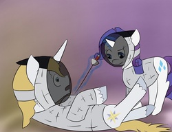 Size: 2000x1536 | Tagged: safe, artist:fermter, prince blueblood, rarity, g4, fencing