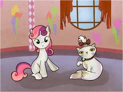 Size: 1015x760 | Tagged: safe, artist:capreola, opalescence, sweetie belle, g4