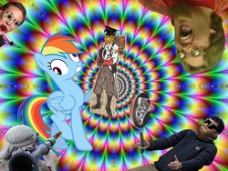 Size: 800x600 | Tagged: safe, rainbow dash, g4, bloodshot eyes, boltman, drug use, jihad, marijuana, medic, medic (tf2), meem, meme, nicolas cage, psychedelic, shoepan, sunglasses, team fortress 2