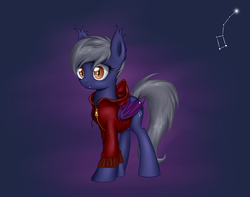 Size: 1900x1500 | Tagged: safe, artist:xn-d, oc, oc only, oc:polaris, bat pony, pony, clothes, hoodie, solo