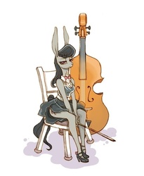 Size: 598x729 | Tagged: safe, artist:hcgom, octavia melody, earth pony, anthro, g4, bunny ears, cello, female, musical instrument, solo