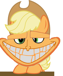 Size: 758x1054 | Tagged: safe, edit, applejack, g4, ambiguous gender, courage the cowardly dog, freaky fred, naughty, smiling, solo, wat