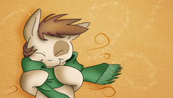 Size: 1192x670 | Tagged: safe, artist:topas-art, pipsqueak, g4, clothes, male, scarf, solo, wind