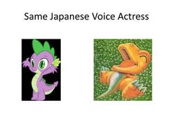 Size: 960x720 | Tagged: safe, spike, dinosaur, dragon, g4, exploitable meme, gon, japanese, meme, motoko kumai, same voice actor