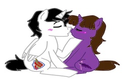 Size: 1680x1050 | Tagged: safe, artist:takeo, artist:violetfeatheroficial, oc, oc only, alicorn, pony, unicorn, alicorn oc, kissing, love