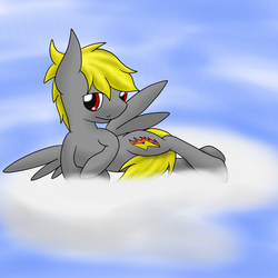 Size: 2600x2600 | Tagged: safe, artist:flashiest lightning, oc, oc only, pegasus, pony, cloud, cloudy, on side, racer, solo, tail, wings
