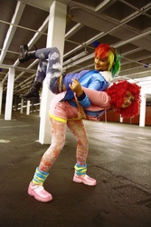 Size: 533x800 | Tagged: safe, artist:lallafa, pinkie pie, rainbow dash, human, g4, cosplay, irl, irl human, photo