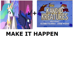 Size: 1296x1028 | Tagged: safe, princess celestia, princess luna, g4, angry beavers, exploitable meme, kandid kreatures, make it happen, meme