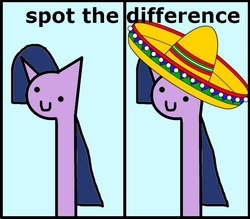 Size: 800x700 | Tagged: safe, artist:wollap, twilight sparkle, g4, sombrero, spot the difference