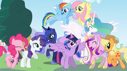 Size: 7680x4320 | Tagged: safe, artist:caboosinator, applejack, fluttershy, pinkie pie, princess cadance, princess celestia, princess luna, rainbow dash, rarity, twilight sparkle, alicorn, pony, g4, absurd resolution, concave belly, female, mane six, mare, slender, thin, twilight sparkle (alicorn), vector