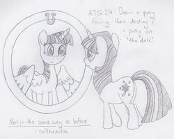 Size: 1280x1024 | Tagged: safe, artist:callmemitchs, twilight sparkle, alicorn, pony, g4, female, mare, mirror, solo, traditional art, twilight sparkle (alicorn)