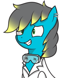 Size: 500x600 | Tagged: safe, artist:zbowpone, oc, oc only, clothes, goggles, lab coat, solo