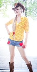 Size: 468x900 | Tagged: source needed, safe, artist:feliciacat, applejack, human, g4, cosplay, irl, irl human, photo, solo