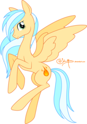 Size: 566x800 | Tagged: dead source, safe, artist:solar-misae, oc, oc only, pegasus, pony, female, flying, looking at you, mare, profile, signature, simple background, smiling, solo, spread wings, transparent background, wings