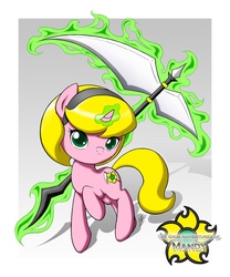 Size: 750x900 | Tagged: safe, artist:jdan-s, pony, unicorn, female, filly, magic, mandy, ponified, scythe, solo, telekinesis, the grim adventures of billy and mandy