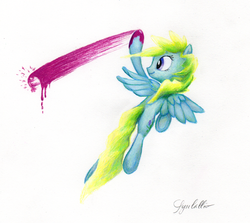 Size: 1610x1437 | Tagged: safe, artist:syncallio, morning glory, pegasus, pony, g1, g4, female, g1 to g4, generation leap, mare, painting, race swap, solo, traditional art