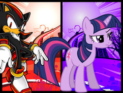 Size: 1024x768 | Tagged: safe, artist:shadowandtwilight, twilight sparkle, g4, crossover, male, shadow the hedgehog, sonic the hedgehog, sonic the hedgehog (series), vector, wallpaper