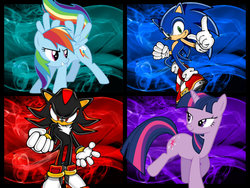 Size: 1024x768 | Tagged: safe, artist:shadowandtwilight, rainbow dash, twilight sparkle, g4, crossover, male, shadow the hedgehog, sonic the hedgehog, sonic the hedgehog (series), vector, wallpaper