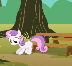 Size: 584x540 | Tagged: safe, screencap, sweetie belle, pony, unicorn, g4, season 1, the show stoppers, animated, cleaning, cropped, cute, dusting, female, filly, foal, prehensile tail, solo, sweepy belle, tail swish, weapons-grade cute