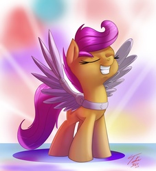 Size: 900x991 | Tagged: safe, artist:tsitra360, scootaloo, cyborg, g4, artificial wings, augmented, female, mechanical wing, prosthetics, scootaloo can fly, solo, wings