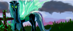Size: 950x416 | Tagged: dead source, safe, artist:bruja1993, queen chrysalis, changeling, changeling queen, g4, female, solo