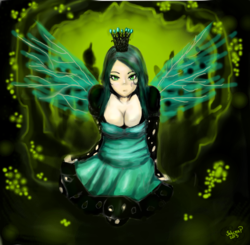 Size: 1200x1178 | Tagged: dead source, safe, artist:bruja1993, queen chrysalis, human, g4, cleavage, female, humanized, solo
