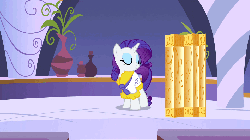 Size: 960x540 | Tagged: safe, screencap, rarity, pony, g4, green isn't your color, animated, bathrobe, clothes, female, robe, spa